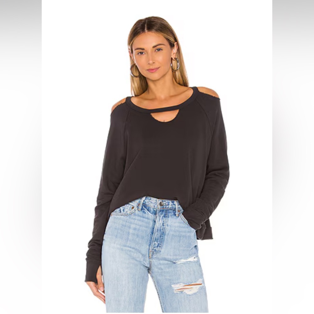 Michael Lauren Fairmont Cutout Neck Pullover Shirt in Onyx Women’s Small NWT